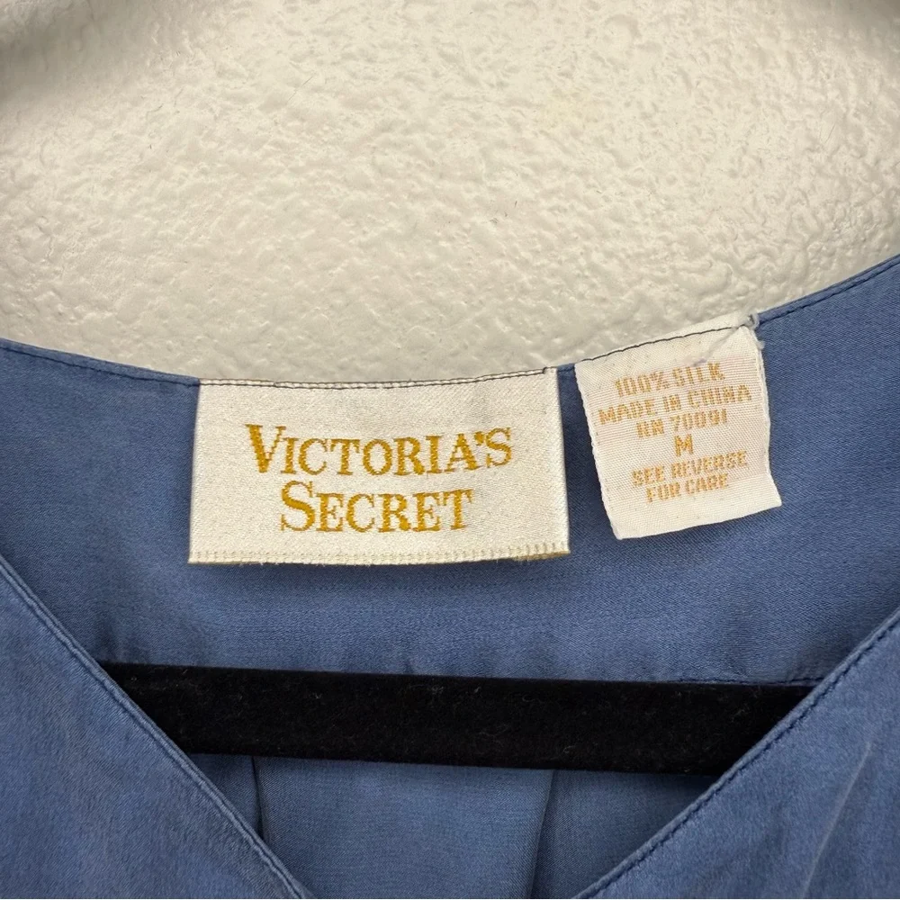 Vintage Victoria's Secret Gold Label Blue Silk‎ Sleep Shirt